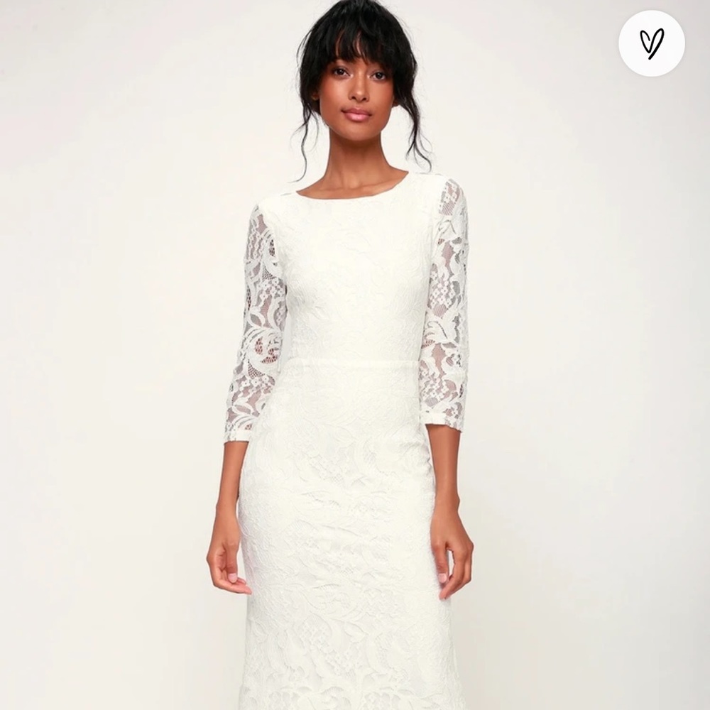 Lulu’s Lace Long Sleeve Wedding Dress Medium NWT